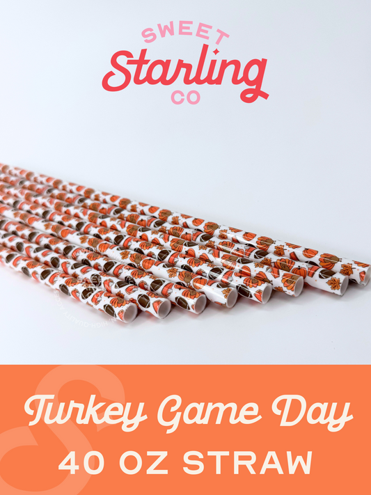 Turkey Game Day 40 oz Reusable Straws- Wide Fit