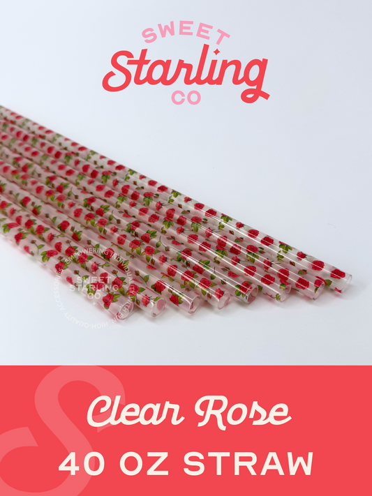 Clear Rose 40 oz Reusable Straws-Wide Fit