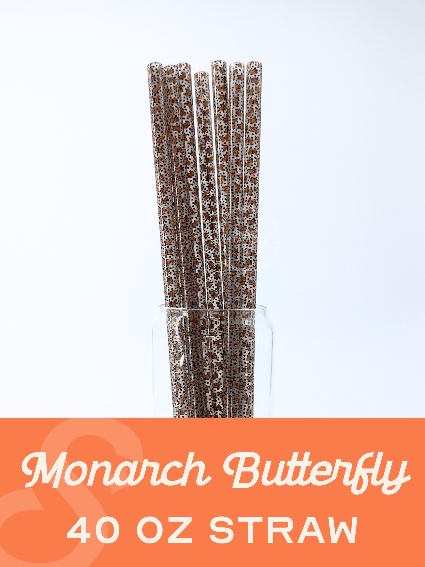 Monarch Butterfly 40 oz Reusable Straws- Wide Fit