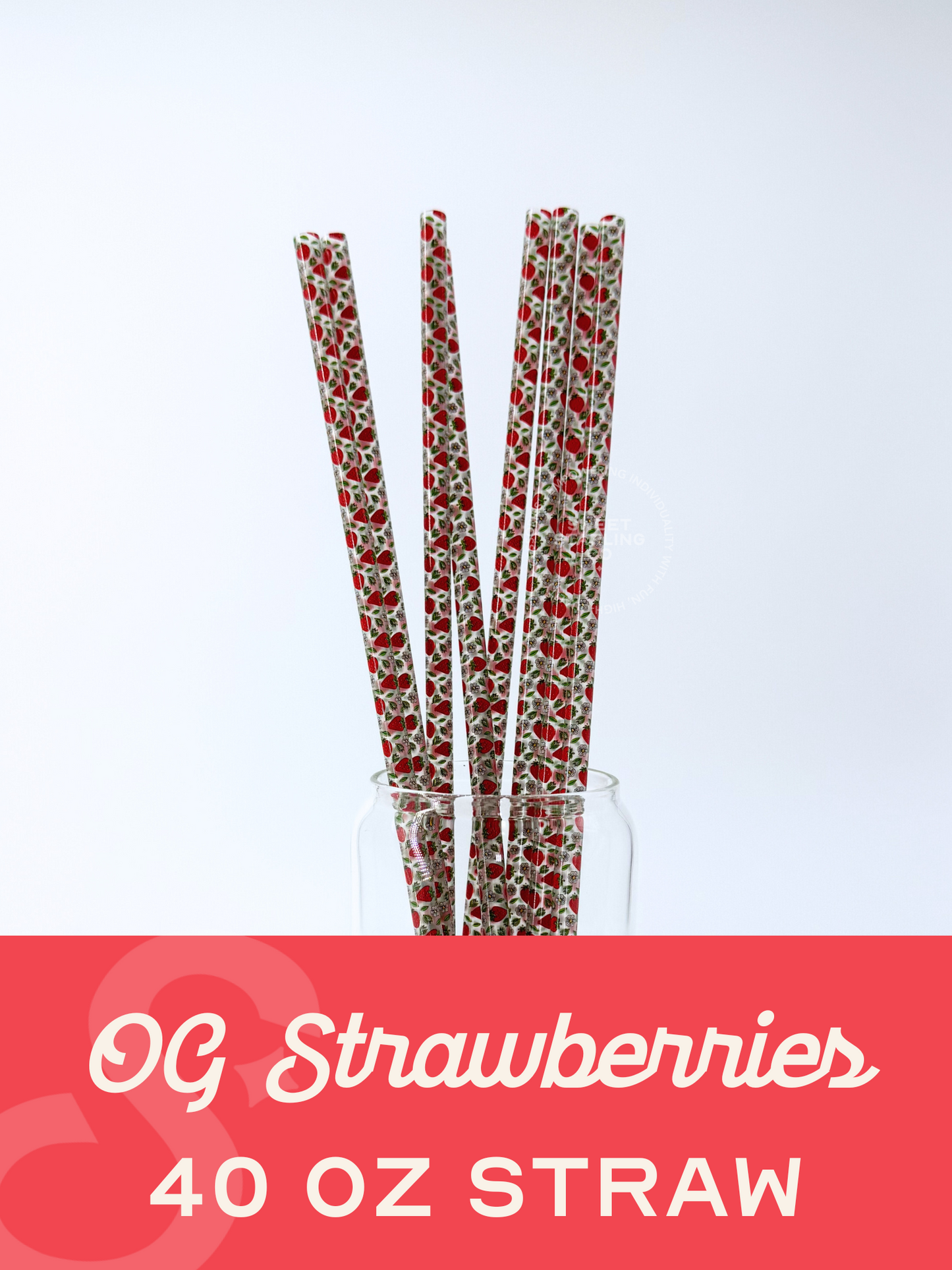 OG Strawberry 40 oz Reusable Straws- Slim Fit