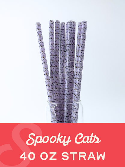 Spooky Cats 40 oz Reusable Straws- Wide Fit