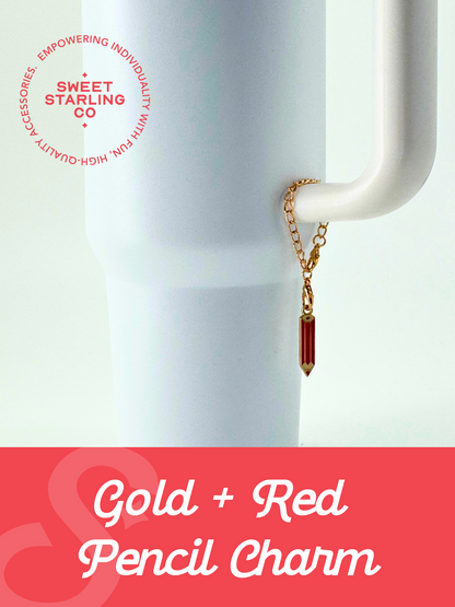 Gold + Red Pencil Charm