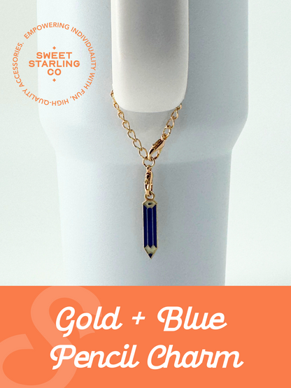 Gold + Blue Pencil Charm