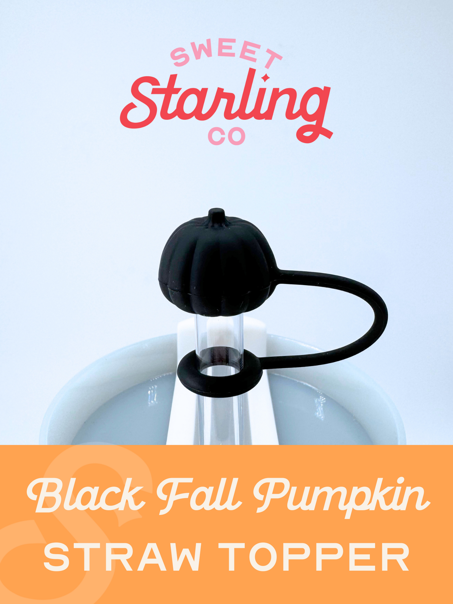 Fall Pumpkin Straw Topper- Black