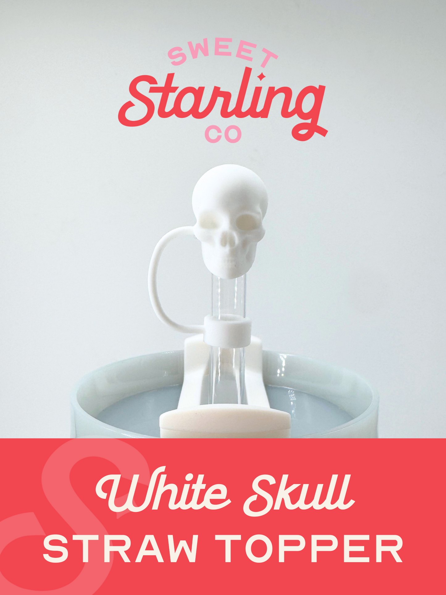 White Skull Straw Topper