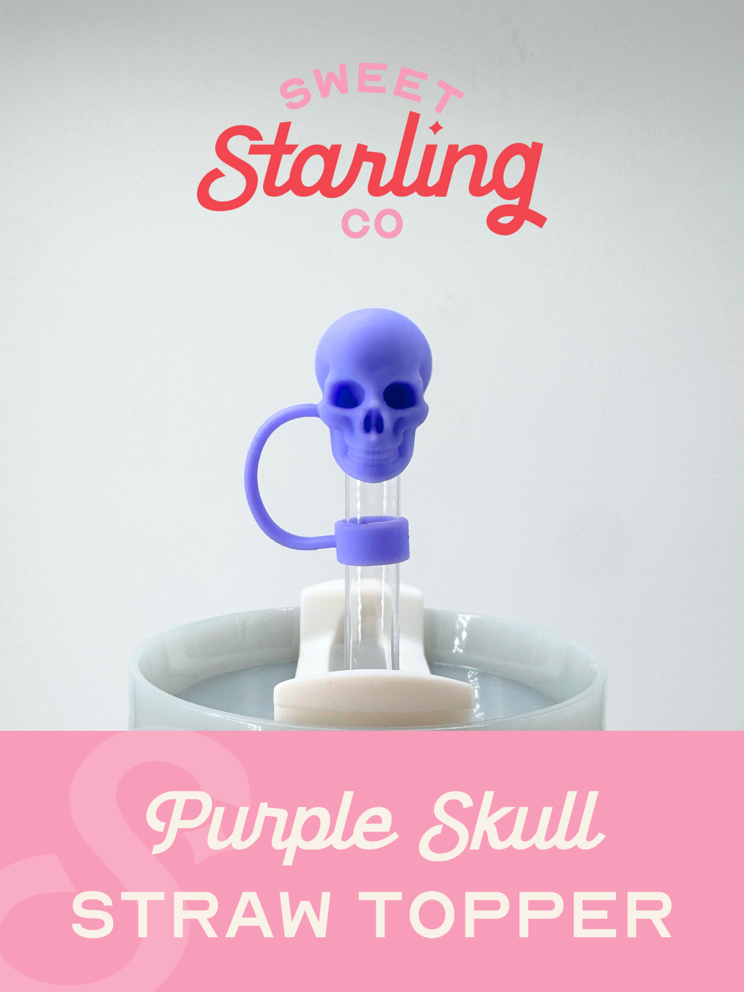 Purple Skull Straw Topper