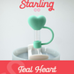 Teal Heart Straw Topper