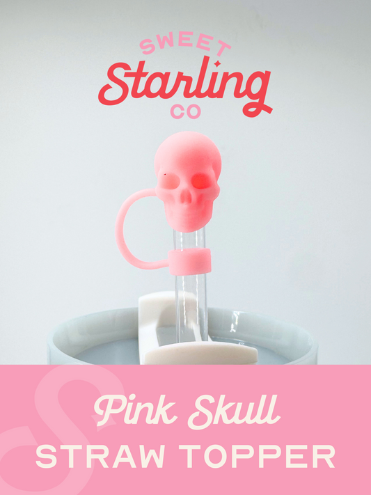 Pink Skull Straw Topper