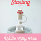 White Kitty Paw Straw Topper