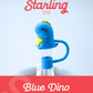 Blue Dino Straw Topper