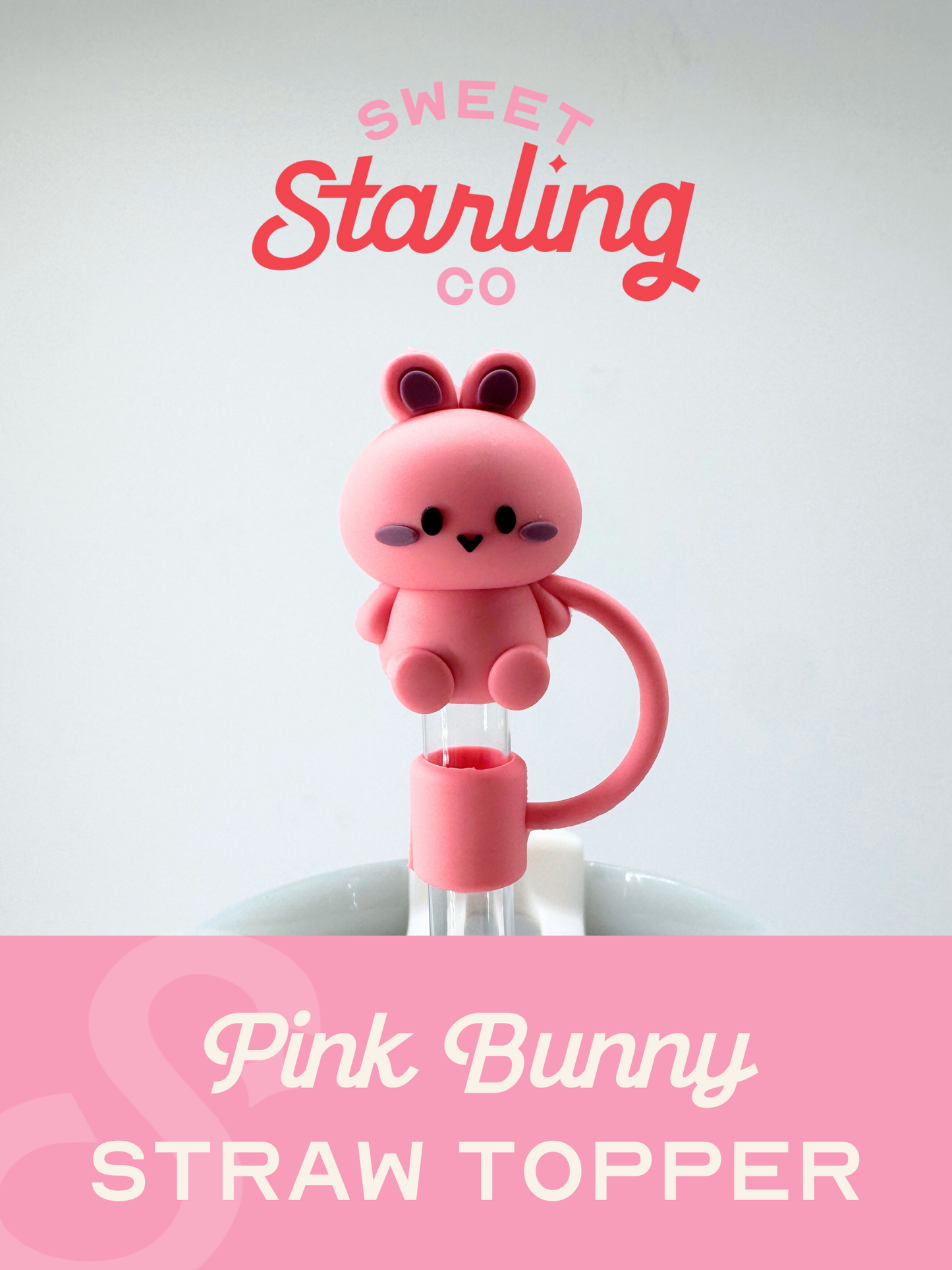 Pink Bunny Straw Toppers