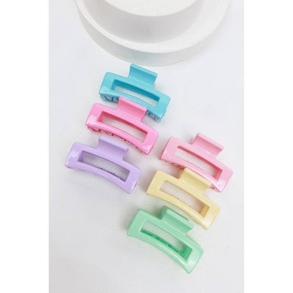 3-Pcs Mini Rectangle Hair Claw Set: MIX COLOR / ONE