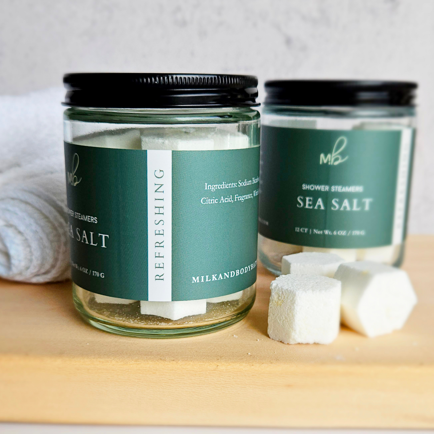 12ct Mini Shower Steamer Jars | Aromatherapy: Rosemary Mint