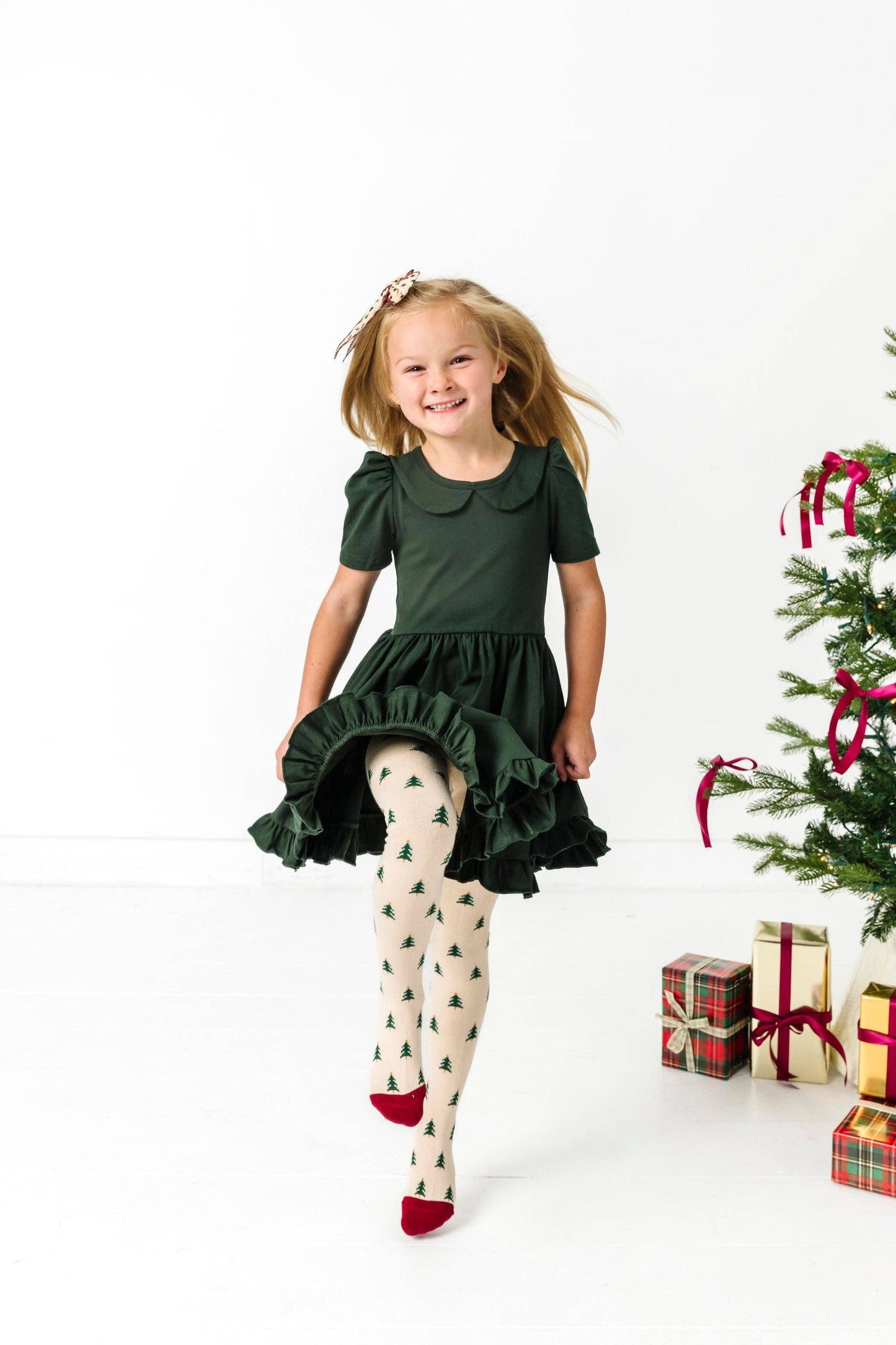 Tree Farm Knit Tights: 9-10 YEARS