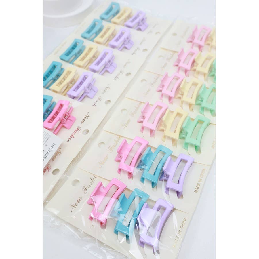 3-Pcs Mini Rectangle Hair Claw Set: MIX COLOR / ONE