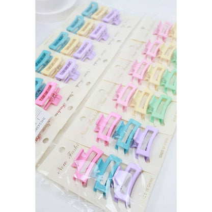 3-Pcs Mini Rectangle Hair Claw Set: MIX COLOR / ONE