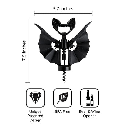 Vino Novelty Bat Wine and Bottle Opener w/wings