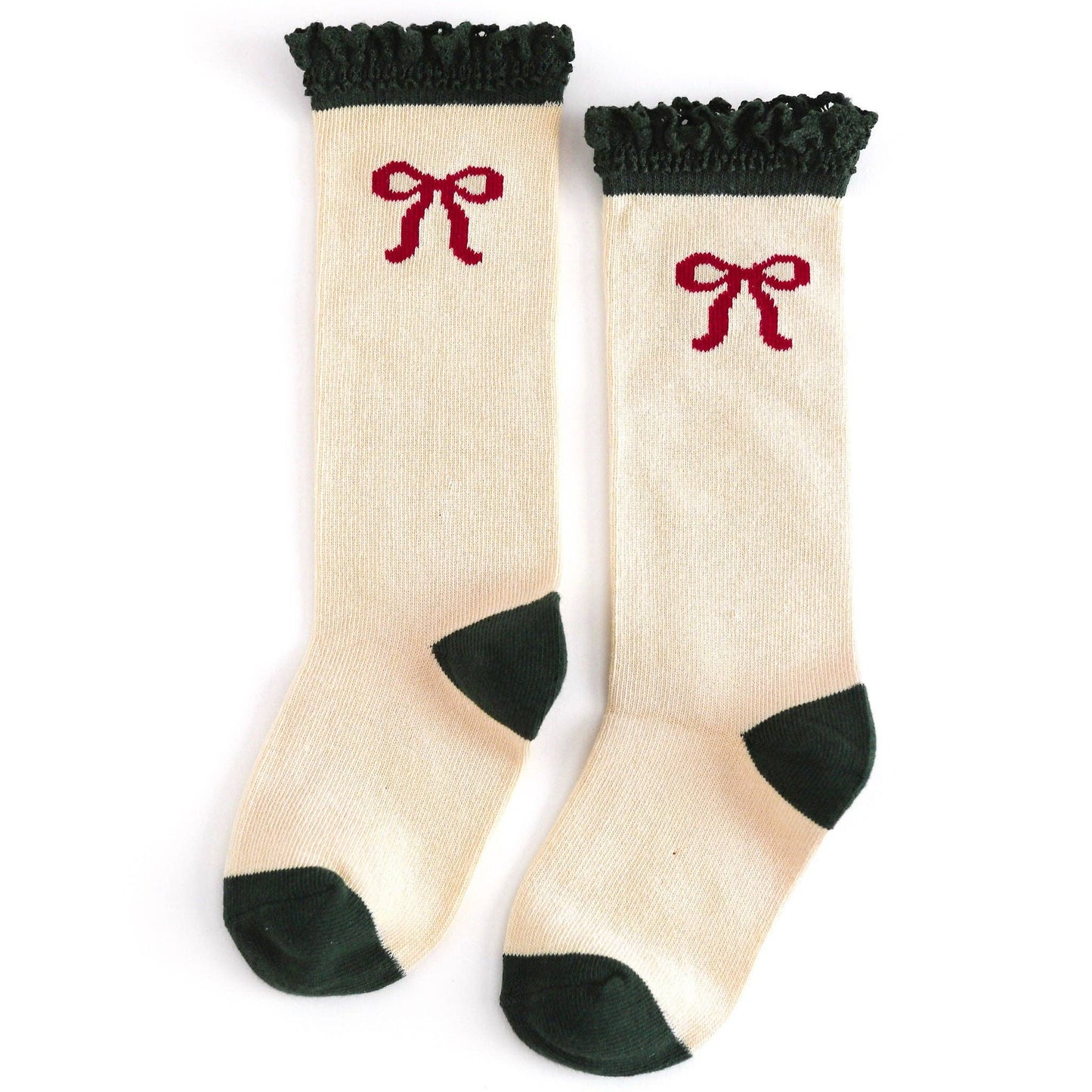 Vanilla Bow Lace Top Knee High Socks: 0-6 MONTHS