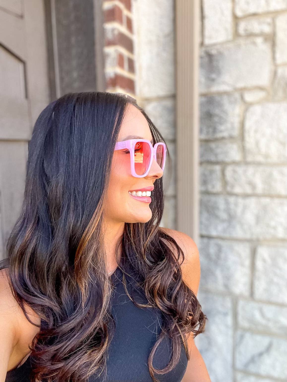 Linny - Women's Oversized Horn Frame Sunglasses: Pink