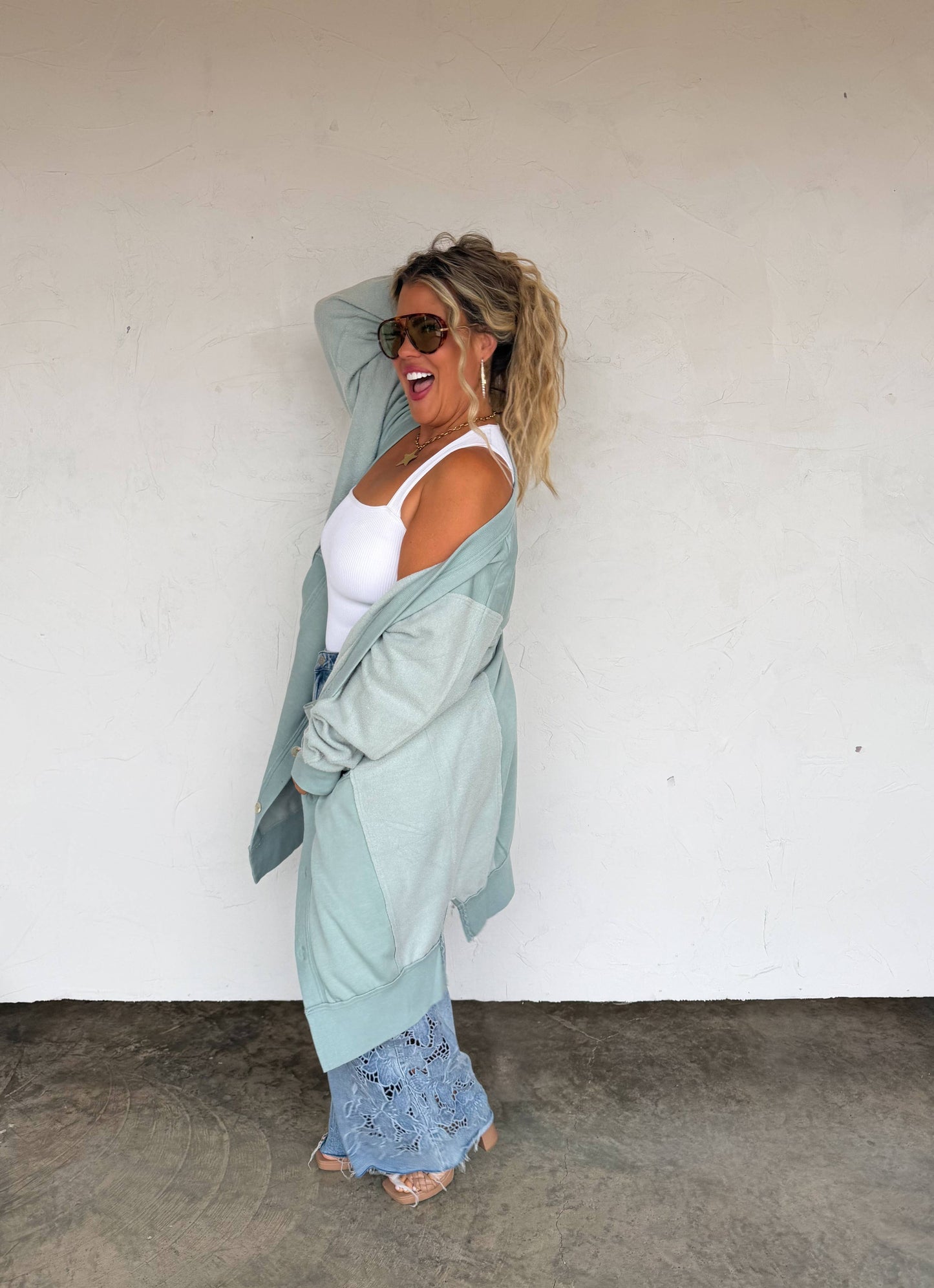 SPRING DESI SWEATSHIRT CARDIGAN: LAVENDER
