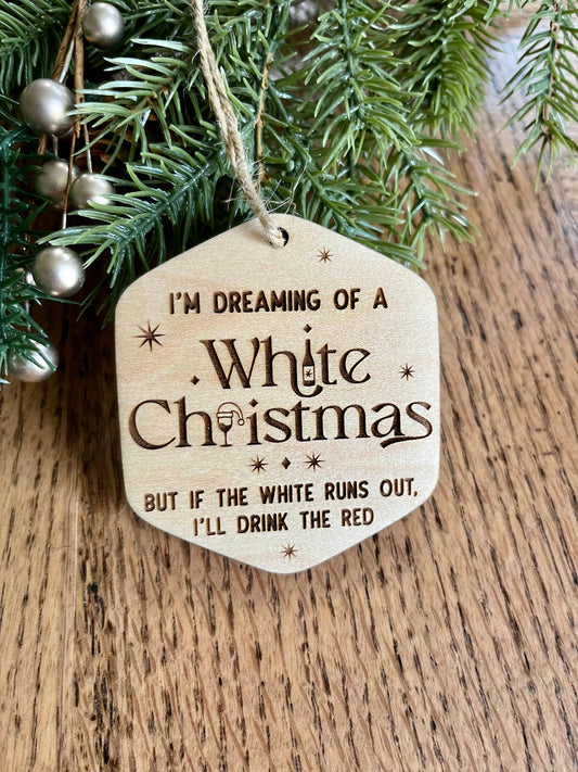 Funny white red wine Christmas Ornament