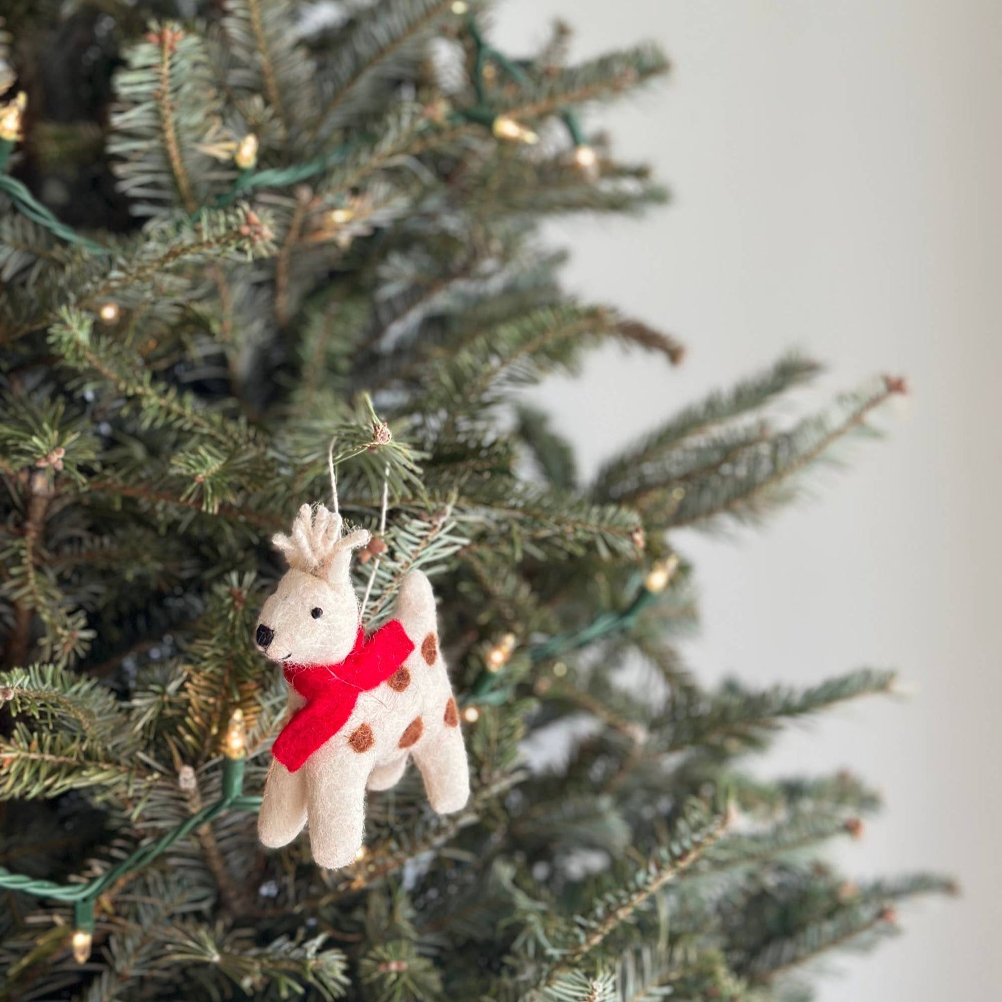 Felt Ornament - Christmas Reindeer: White
