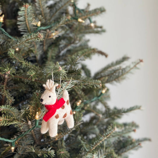 Felt Ornament - Christmas Reindeer: White
