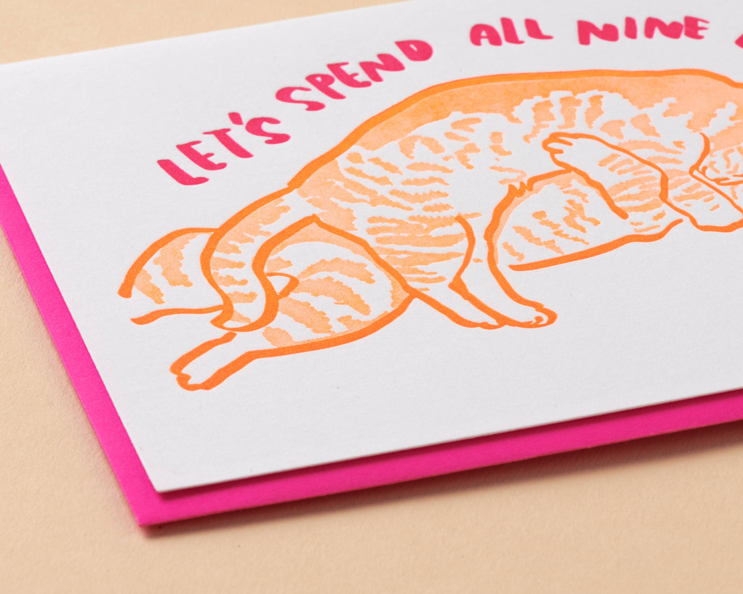 Nine Lives Cat Love Letterpress Greeting Card