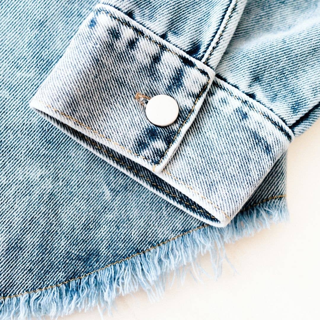 Blue Raw Hem Denim Jean Jacket- Adult