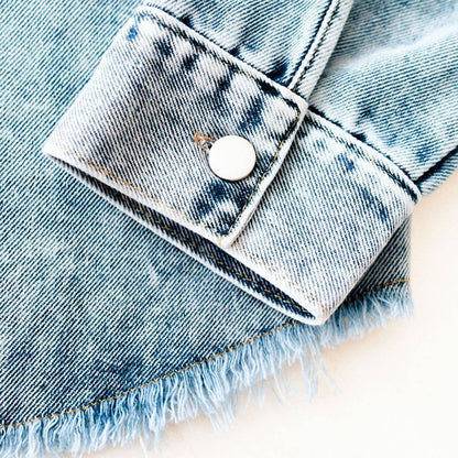 Blue Raw Hem Denim Jean Jacket- Adult