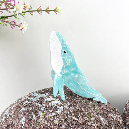 Tiger Shark and Whale Acetate Hair Claw Clip: Whales-blue