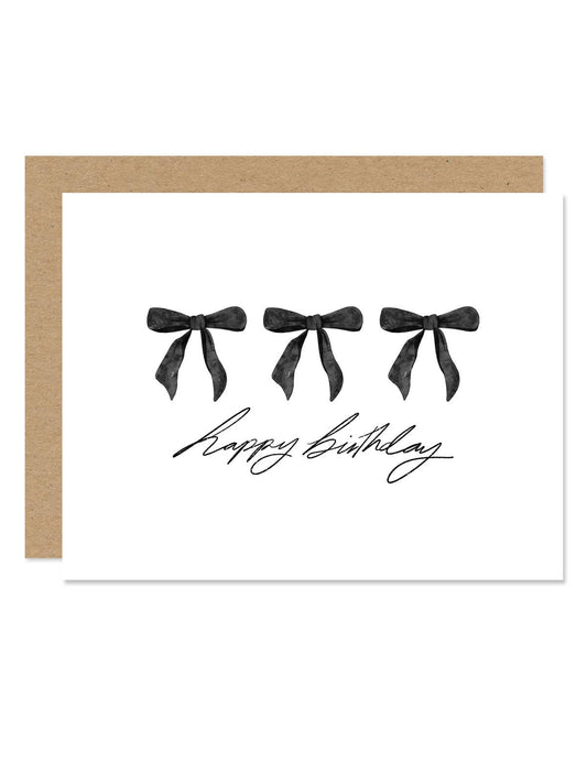 Happy Birthday Bow Card - Black