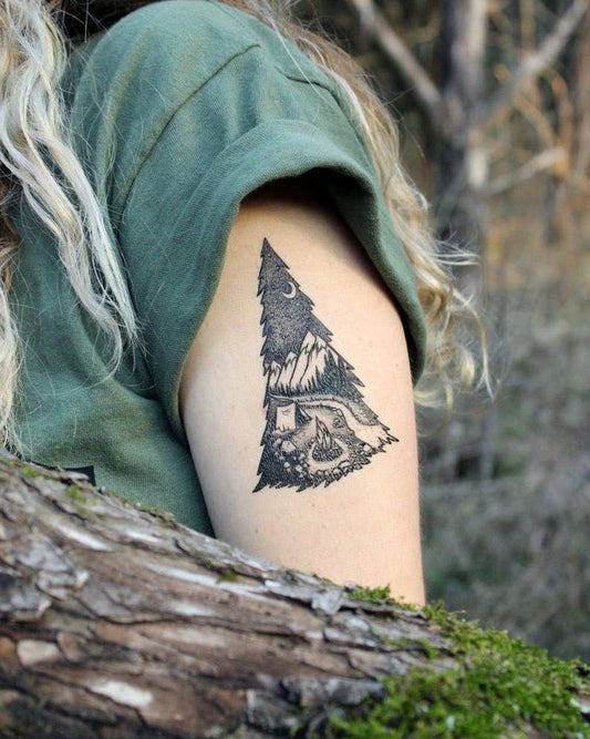 Mountain Camping Temporary Tattoo: 1-Pack