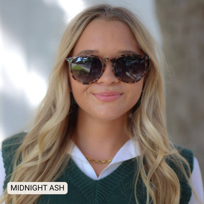 Midnight - Women's Polarized Medium Horn Sunglasses: Hot Pink