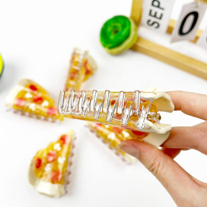 Acetate Cherry Pizza Hair Clip: Pizza