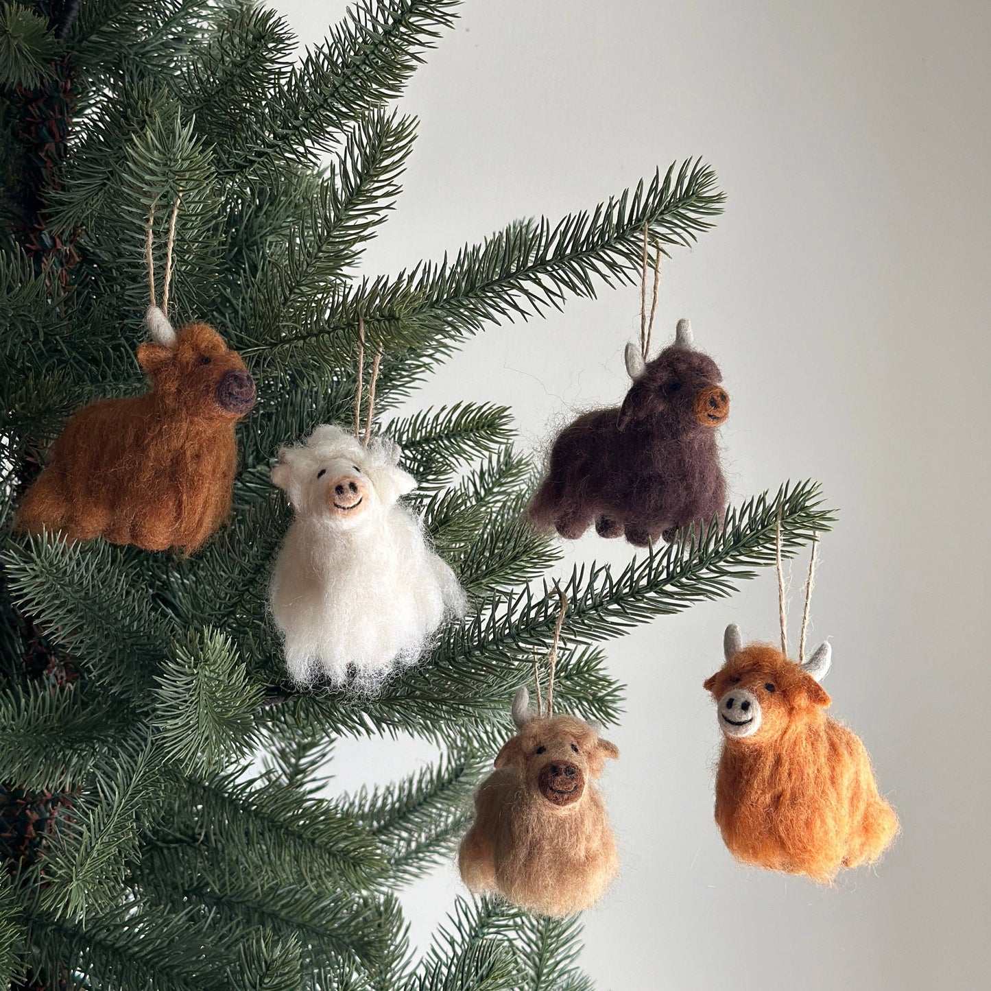 Felt Highland Cow Ornament: Beige