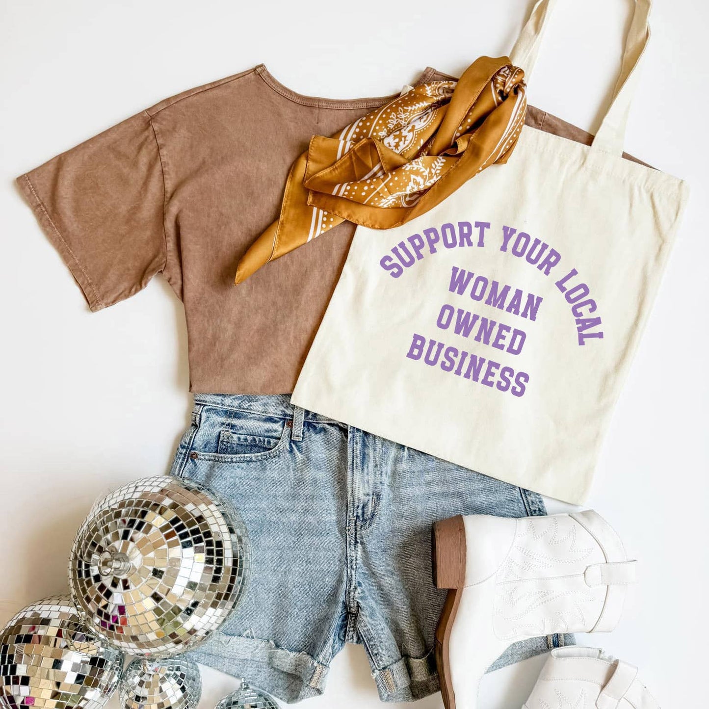 Support Your Local Woman Owned Business Tote Bag: Cotton