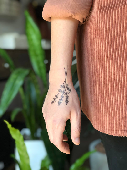 Lavender Twigs Temporary Tattoo: 1-Pack