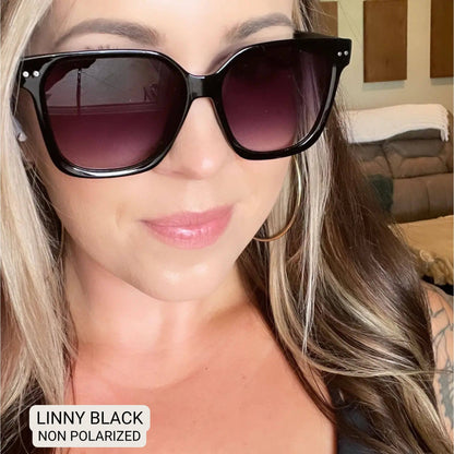 Linny - Women's Oversized Horn Frame Sunglasses: Blue