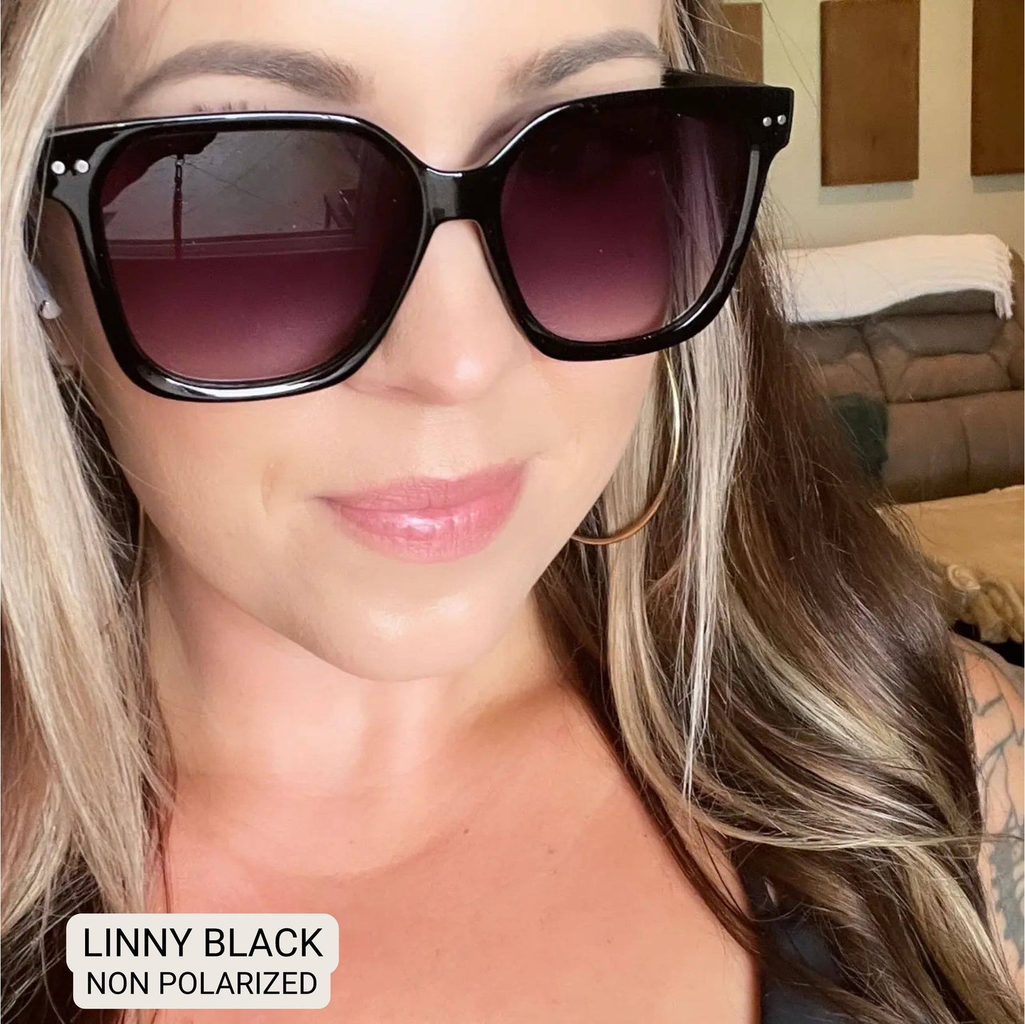 Linny - Women's Oversized Horn Frame Sunglasses: Pink