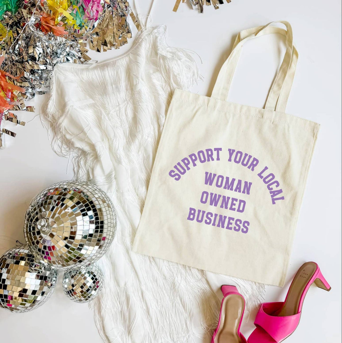 Support Your Local Woman Owned Business Tote Bag: Cotton