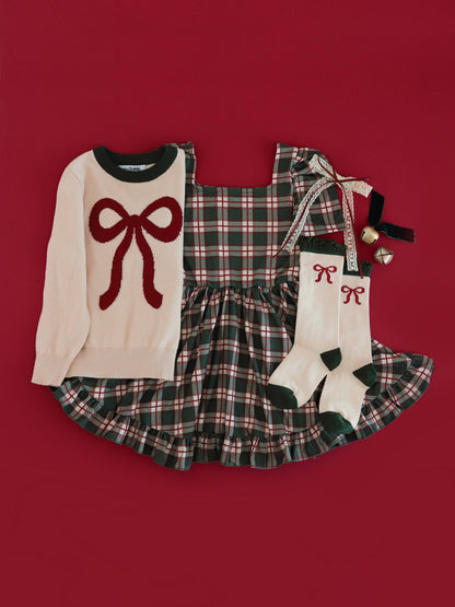 Vanilla Bow Lace Top Knee High Socks: 7-10 YEARS