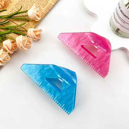Triangle Ruler Hair Claw Clip: Pink