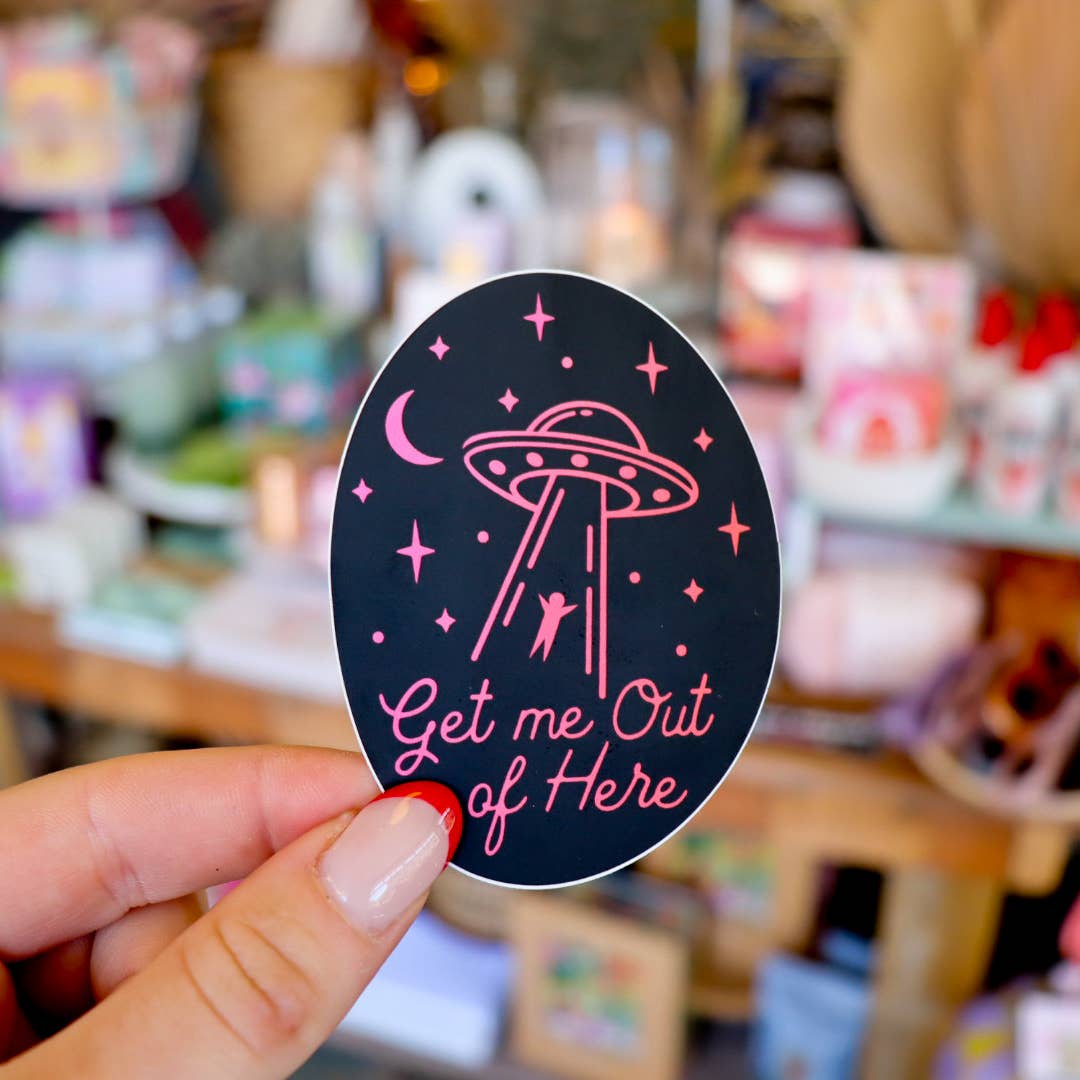 Get Me Out Of Here UFO Alien Sticker