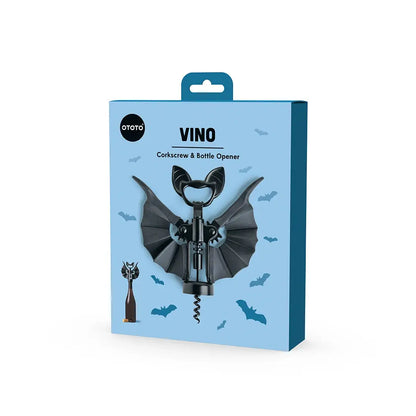 Vino Novelty Bat Wine and Bottle Opener w/wings