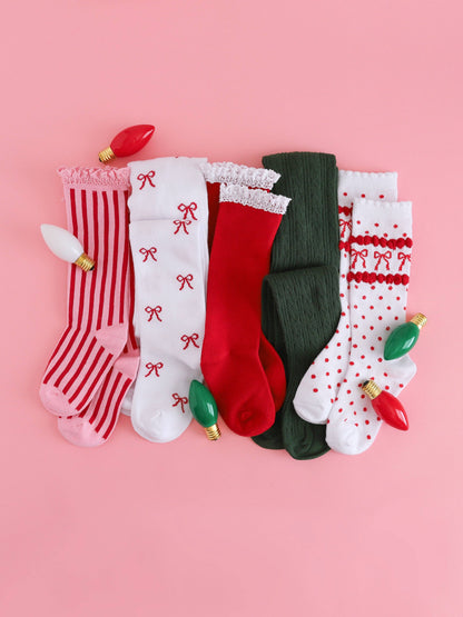 Santa Baby Lace Top Knee High Socks: 4-6 YEARS