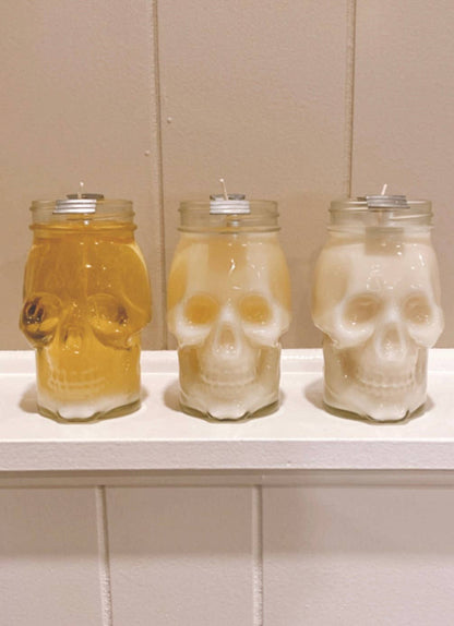 Skull Mason Jar Soy Candle - Fall Candles - Halloween Decor: Ghost Stories