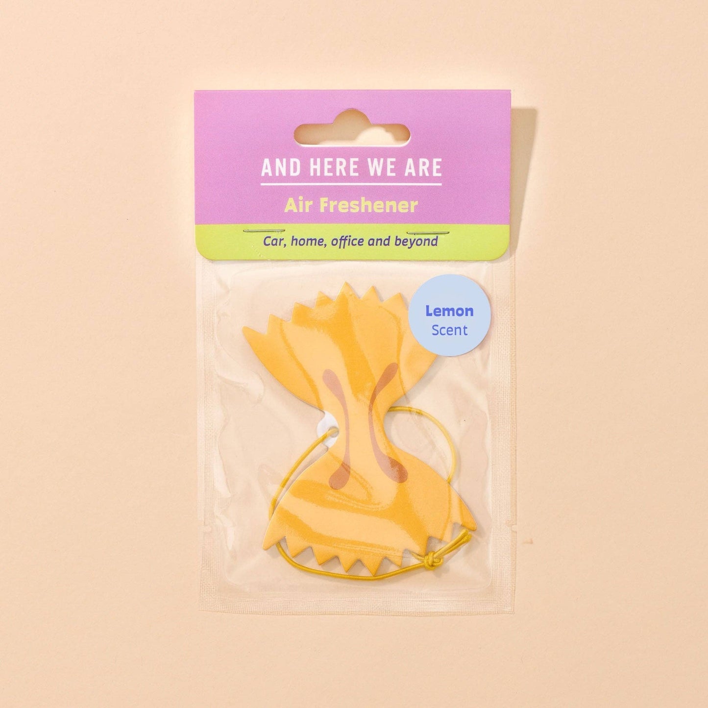 Farfalle Bowtie Pasta Hanging Air Freshener - Lemon Scent -