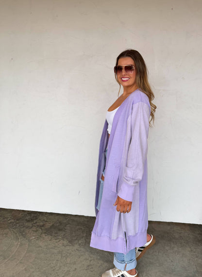 SPRING DESI SWEATSHIRT CARDIGAN: LAVENDER