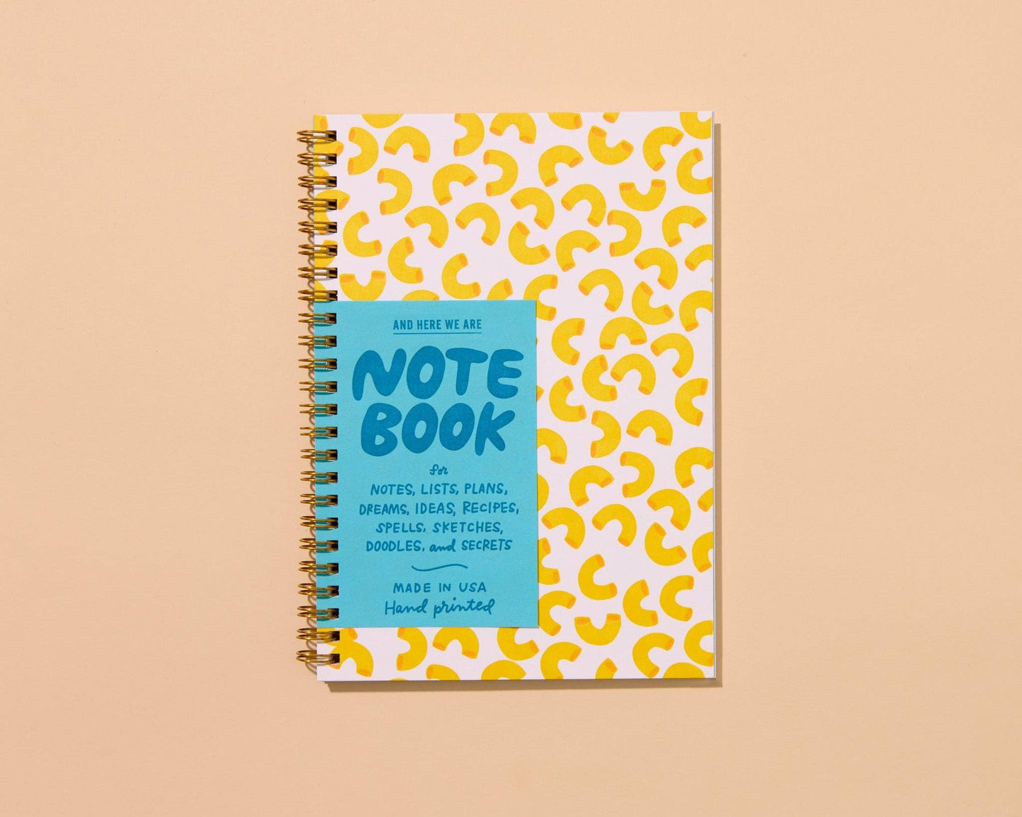 Macaroni Letterpress Spiral Notebook - Foodie, Pasta